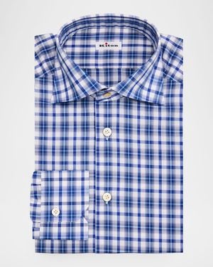 Kiton Apos;S Plaid Cotton Western Shirt - Blue