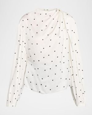 A.L.C. Blaire Polka-Dot Satin Blouse - White