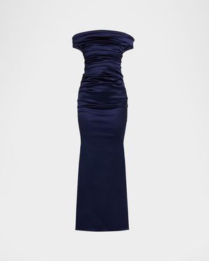 Talbot Runhof Soft Draped Long Gown - Blue