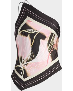AMUR Lyra Scarf One-Shoulder Top - Black