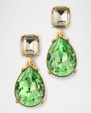Oscar de la Renta Crystal Drop Earrings - Green