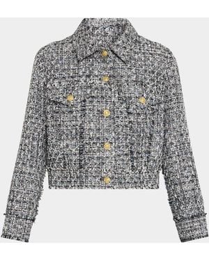 Alice + Olivia Chloe Cropped Boxy Jacket - Gray