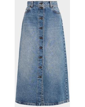 Weekend by Maxmara Asti A-Line Cotton Denim Midi Skirt - Blue