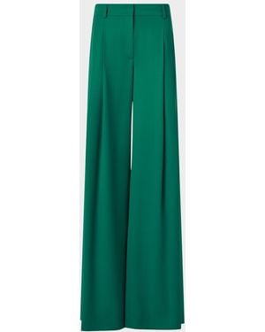 Akris Cassie Wool Gabardine Flared Pants - Green