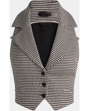 Alice + Olivia Donna Houndstooth Vest - Gray