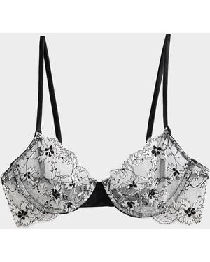 Kiki de Montparnasse Noir Et Blanc Lace Demi Bra - Gray