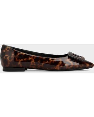 Roger Vivier Gommettine Turtle Printed Leather Ballerina Flats - Multicolor