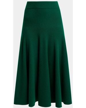 Tom Ford Cashmere Knit Midi Flare Skirt - Green