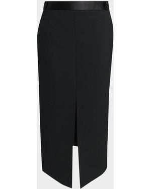 Tom Ford Center-Slit Long Wool Skirt - Black