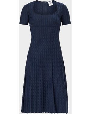 Hervé Léger The Calista Textured Scoop-Neck Dress - Blue