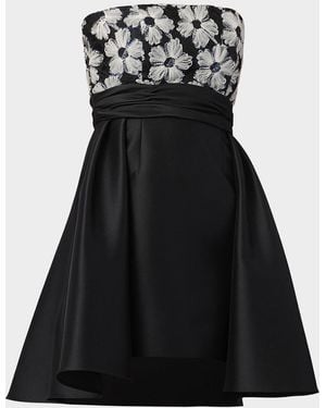 Shoshanna Mandy Strapless High-Low Taffeta Mini Dress - Black