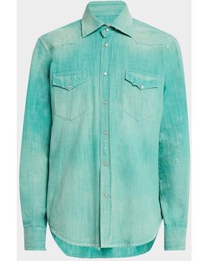 Sartorio Napoli Denim Western Shirt - Green