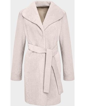 Gorski Textured Lamb Shearling Reversible Stroller Coat With Belt - Natural