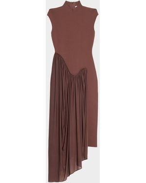 Et Ochs Francis Asymmetric Knit Midi Dress - Brown