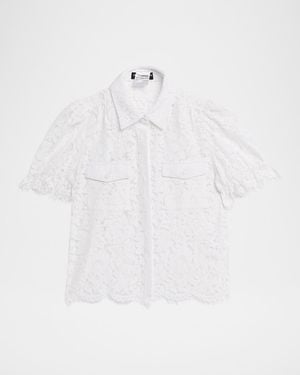 Generation Love Mina Lace Puff-Sleeve Shirt - White