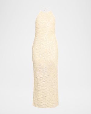 Significant Other Elliot Sequined Halter Maxi Dress - Natural