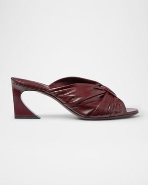 Fendi 55Mm Arco Leather Slide Sandals - Brown