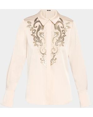 Emanuel Ungaro Adele Sequin-Embroidered Blouse - Natural