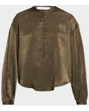 IRO Ezia Long-Sleeve Flutter Blouse - Green