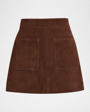 Tanya Taylor Fran Suede Mini Skirt - Brown
