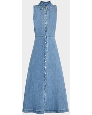 Veronica Beard Fuller Sleeveless Denim Midi Dress - Blue