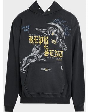 Represent Apos;S Graphic Stretch-Cotton Hoodie - Blue