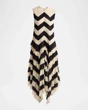 Zimmermann Ascent Chevron Ruffled Maxi Dress - White