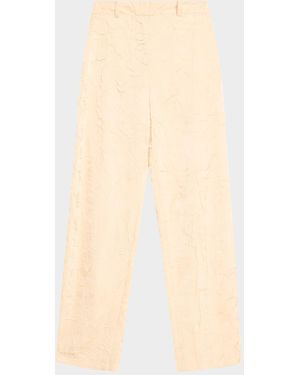 Ulla Johnson Carine High-Rise Crinkled Satin Pants - Natural
