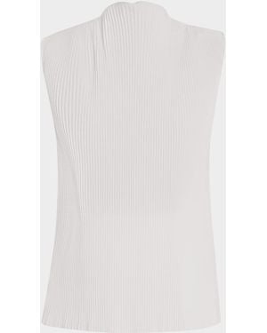Co. Plisse Cap-Sleeve Top - White