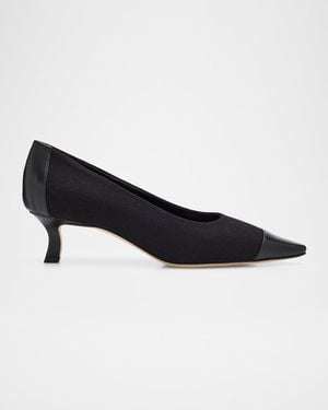 Manolo Blahnik Mionel Wool Bicolor Pumps - Black