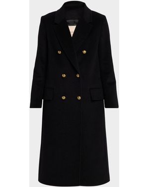 Chiarulli Oriana Mongolian Cashmere And Wool Double-Breasted Coat - Black