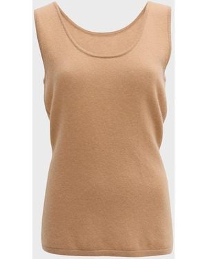 Neiman Marcus Cashmere Basic Tank Top - Natural