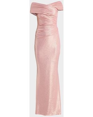 Talbot Runhof Mobina Draped Mirrorball Mermaid Gown - Pink