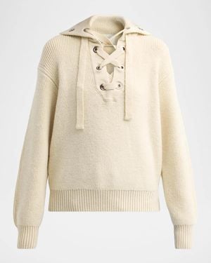 Isabel Marant Ydalia Laced Wool Rib Sweater - Natural