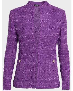 Misook Tailored Tonal Ribbon Knit Jacket - Purple