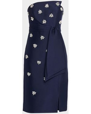 Kay Unger Ria Strapless Crystal-Embellished Midi Dress - Blue