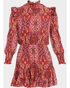 MISA Los Angles Gianna Ruffle-Trim Mini Dress - Red