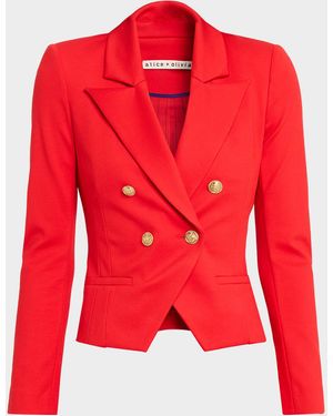 Alice + Olivia Sable Double-Breasted Blazer - Red