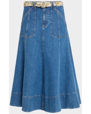 Cinq À Sept Benji Denim Midi Skirt - Blue