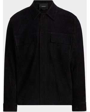 Vince Apos;S Suede Snap-Front Shirt Jacket - Black
