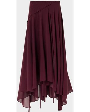 Akris Asymmetric Silk Georgette Midi Skirt - Purple