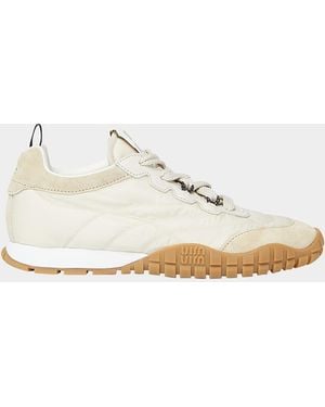 Miu Miu Low-Top Nylon & Leather Sneakers - Natural