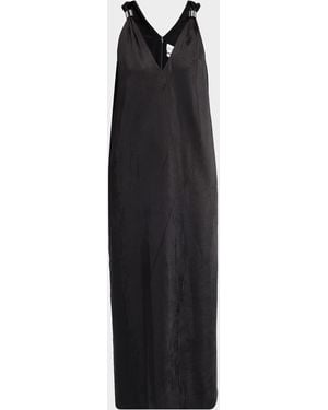 Brandon Maxwell The Keke Plunging Ring-Strap Maxi Dress - Black