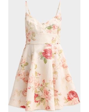 Zimmermann Roselight Picnic Floral Mini Dress - Pink