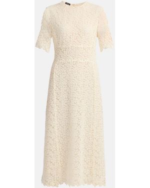 Kiton Guipure Lace Short-Sleeve Midi Dress - Natural