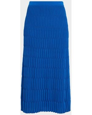 Misook Raised Geometric Soft Knit Maxi Skirt - Blue