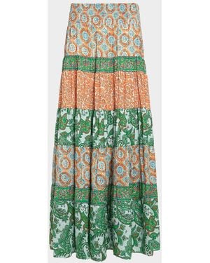 Ramy Brook Dorotha Tiered Maxi Skirt - Green