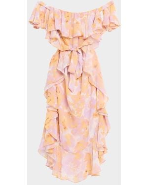 MISA Los Angles Carla Floral Off-Shoulder Maxi Dress - Pink