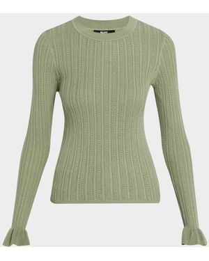 PAIGE Ophelia Pointelle-Knit Top - Green