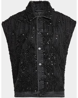 Purple Apos;S Embellished Mesh Cotton Vest - Black